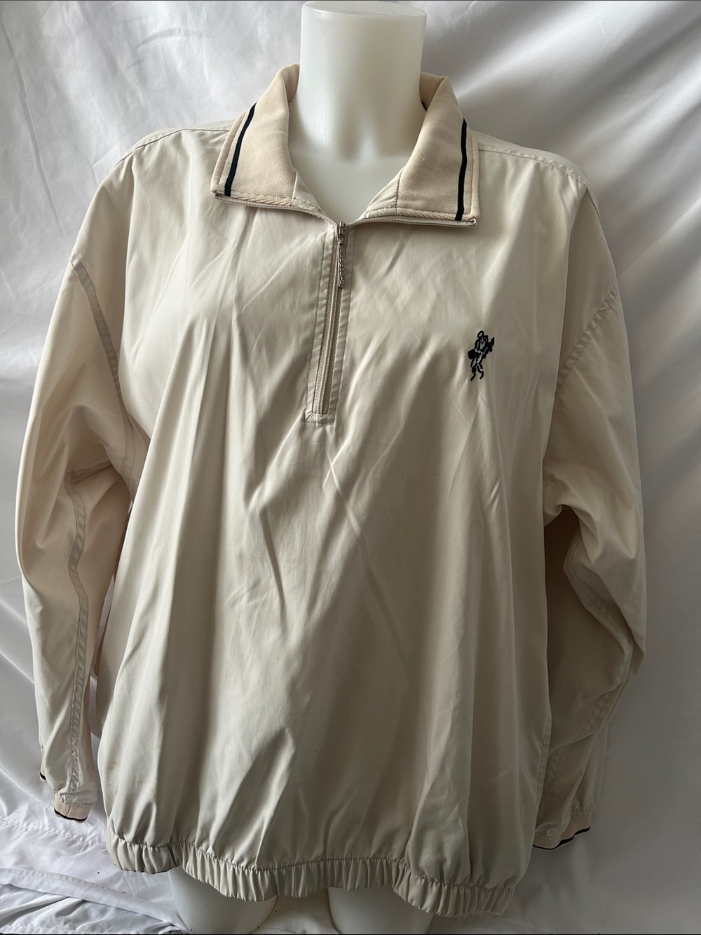 Ashworth Cream Pullover Half-Zip Sweater with Black Logo